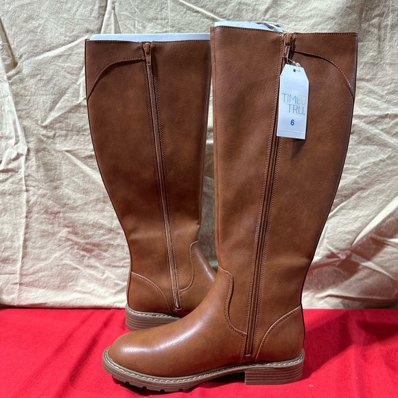 NWT Time & Tru Cognac Riding Boots - Picture 3 of 7